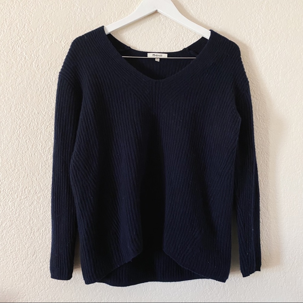 Madewell Woodside Pullover VNeck Sweater Navy Blue
